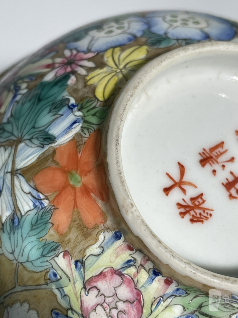民国 粉彩百花不露地碗 - 图14